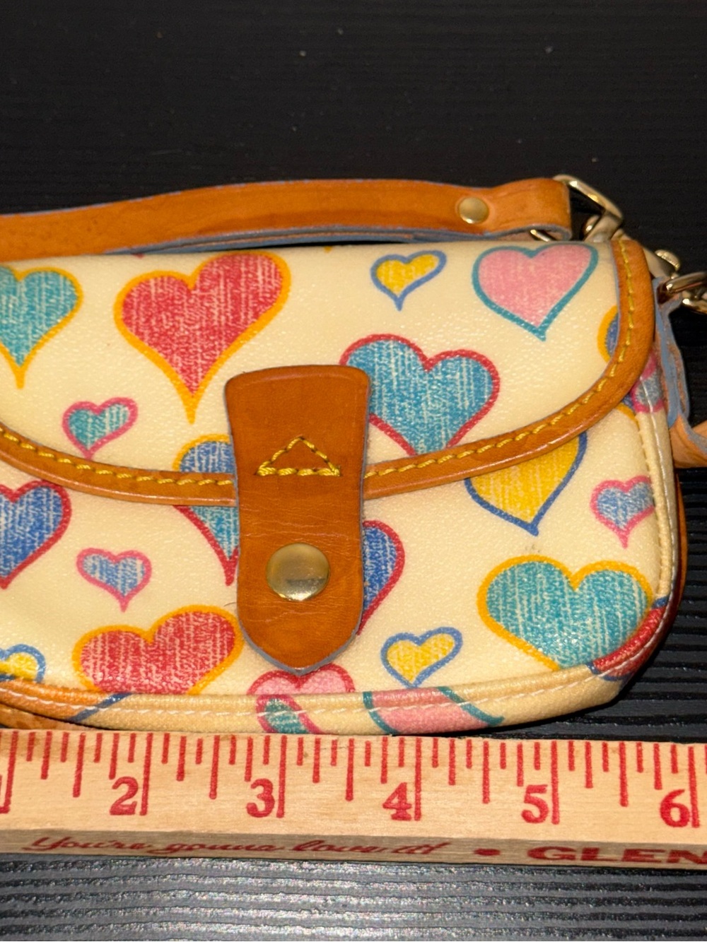 Dooney & Bourke Cream Heart Print Wristlet with Multicolor Hearts - Picture 9 of 11